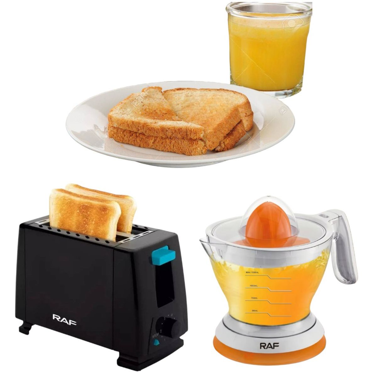 OEM - Combo 2en1 Tostadora y Exprimidor Electrico de Naranja Kit de Desayuno