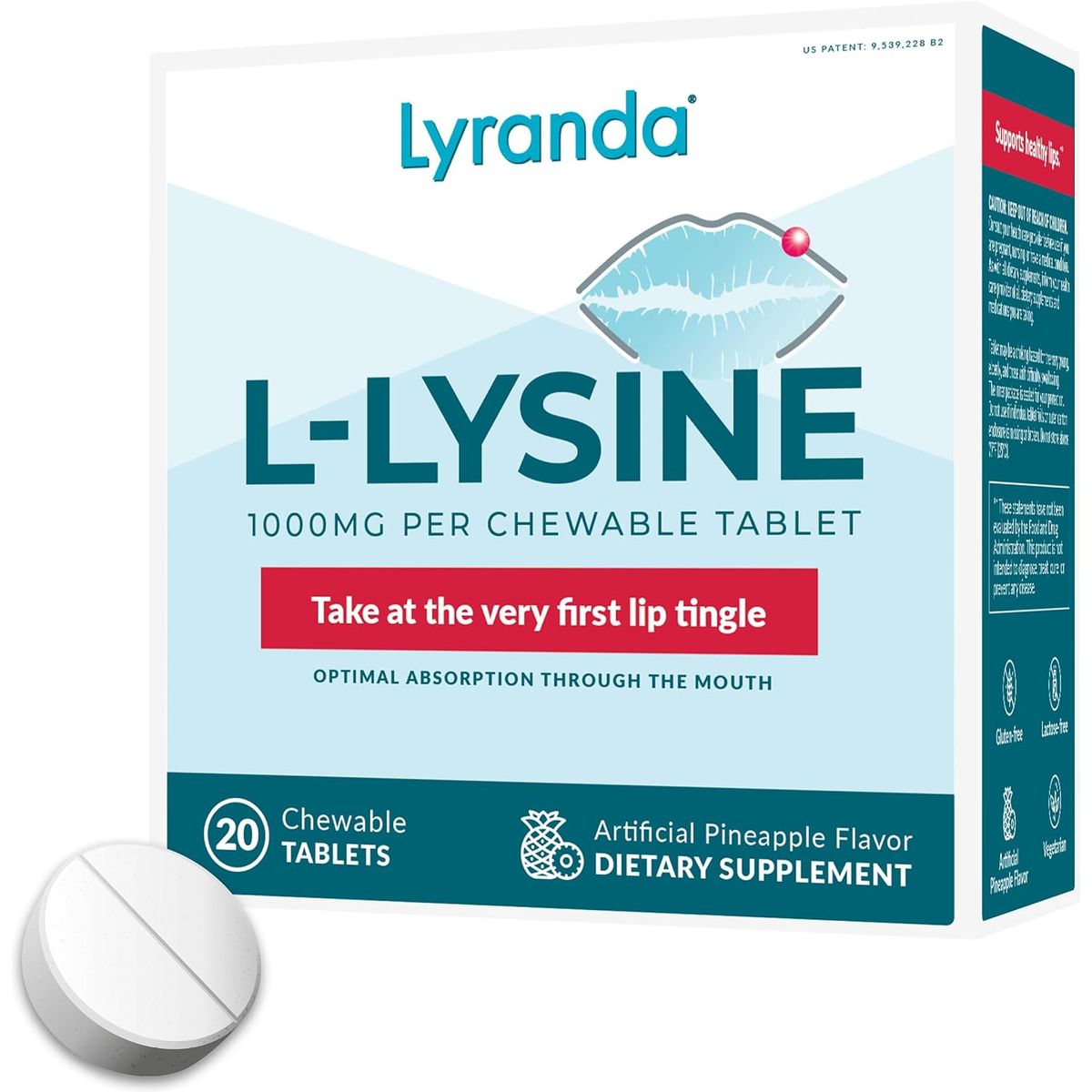 GENERICO - Lyranda L-Lisina 1000mg Sabor Piña –Tabletas Masticables