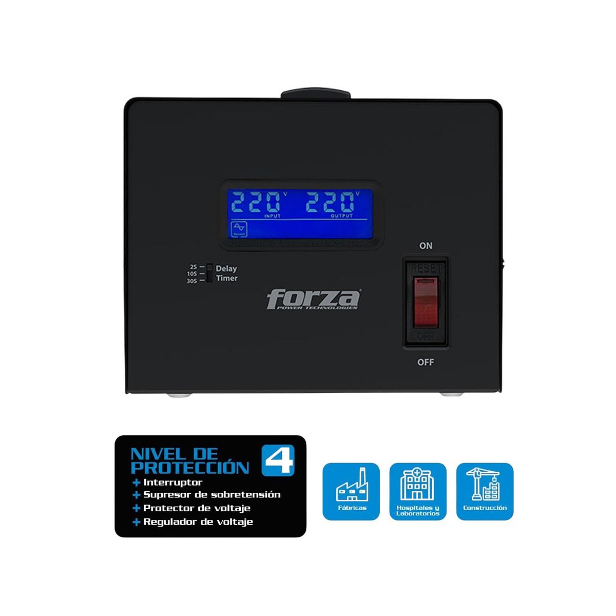 FORZA - Regulador De Voltaje Forza Fvr-6002 6000Va 3000W 3 Salidas