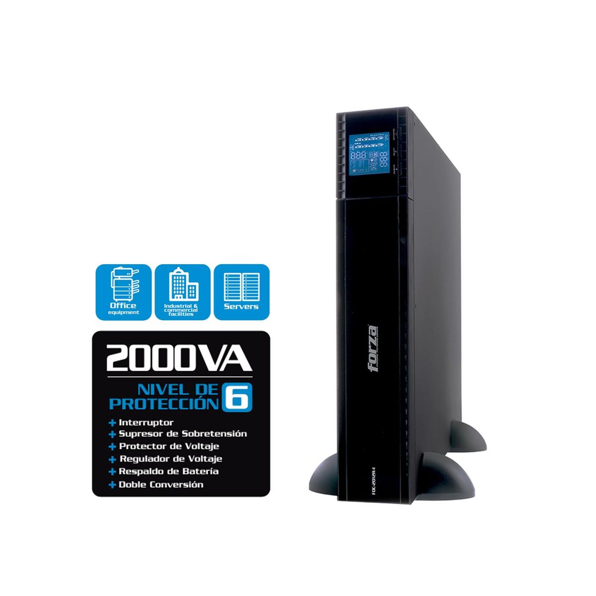 FORZA - UPS Forza 2012R-I 2000VA 2000W 8 salidas IEC Doble conversión On line