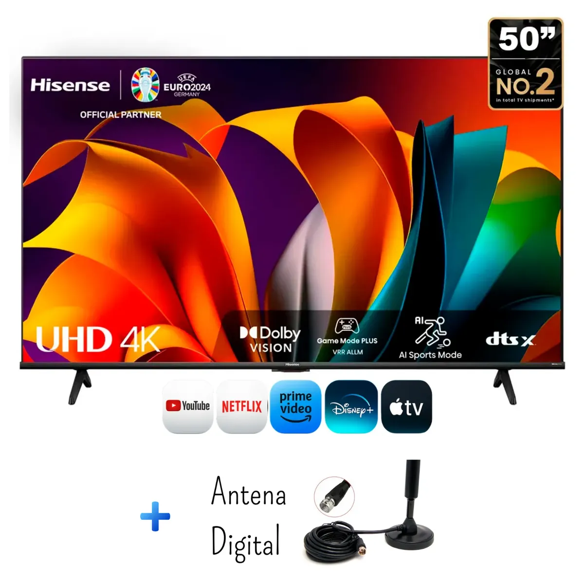 HISENSE - TELEVISOR HISENSE 50 UHD 4K DOLBY VISION SMART + ANTENA DIGITAL