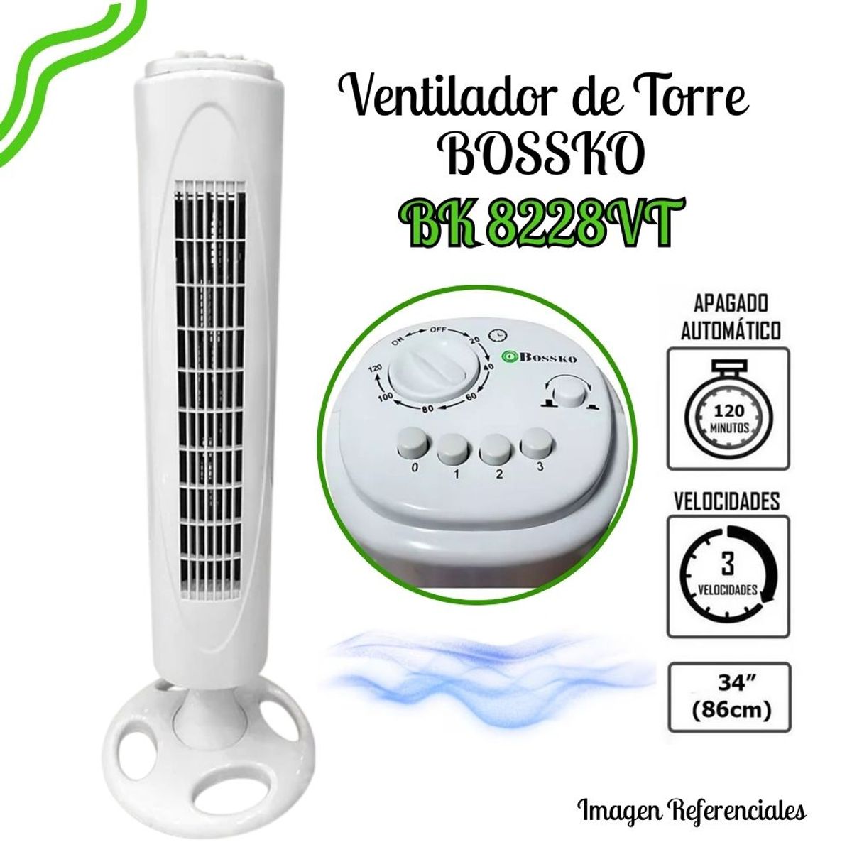 BOSSKO - Ventilador de Torre Bossko BK-8228VT BLANCO