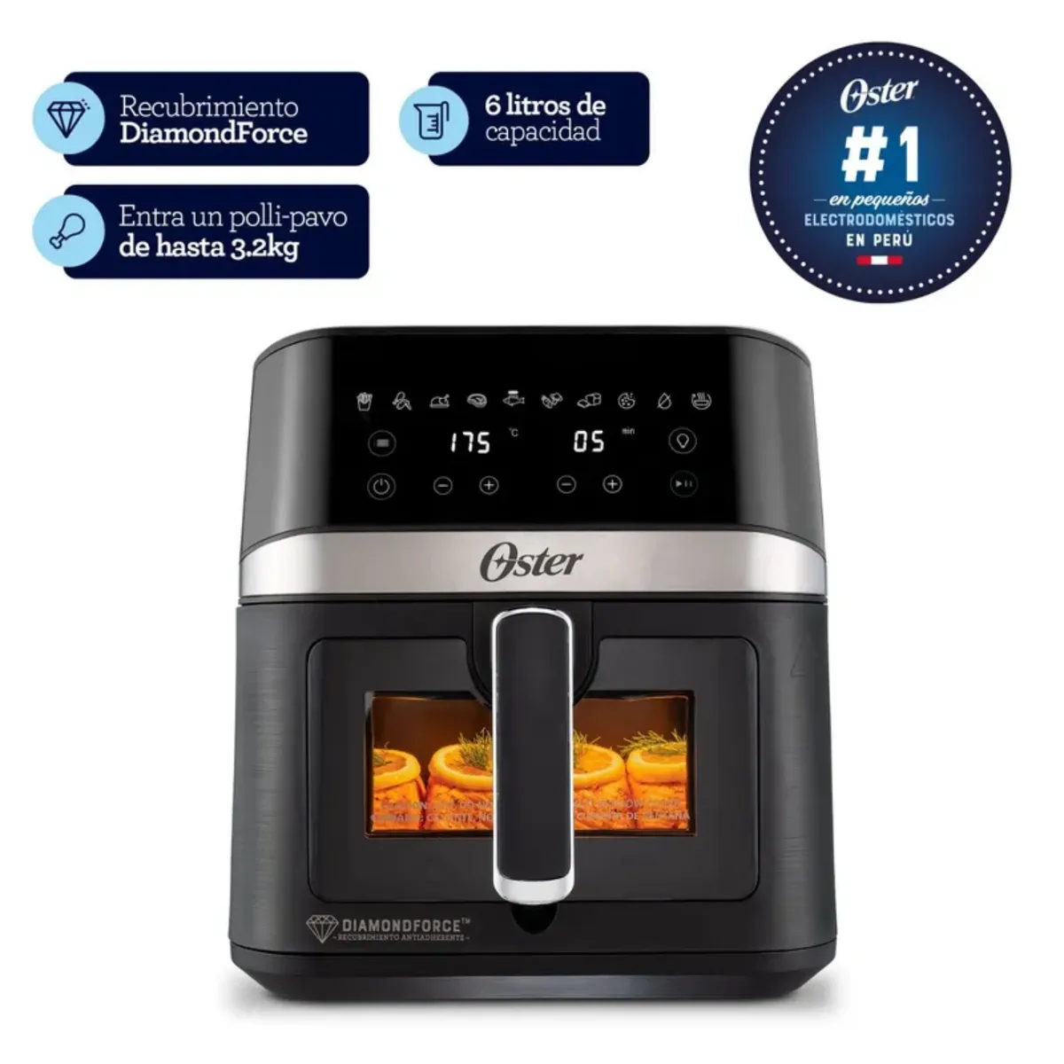 OSTER - Freidora de Aire Oster Digital de 6 Litros Diamond Force CKSTAF60WDDF