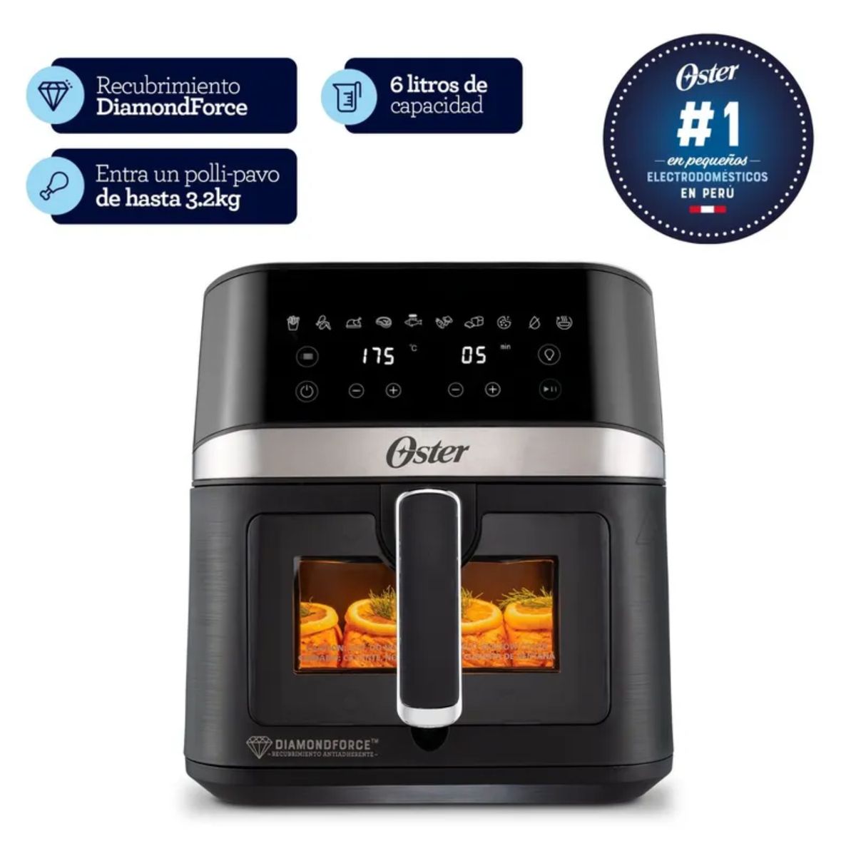 OSTER - Freidora de Aire Oster Digital de 6 Litros Diamond Force CKSTAF60WDDF