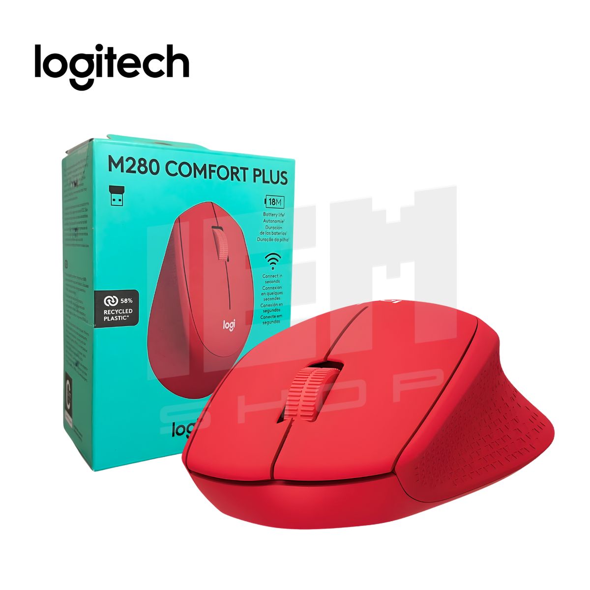 LOGITECH - Mouse Inalámbrico Logitech M280 Red