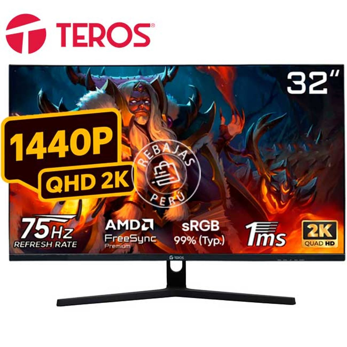 TEROS - Monitor Curvo TEROS TE-3253S 32 QHD VA 75Hz FreeSync HDMI DP Audio