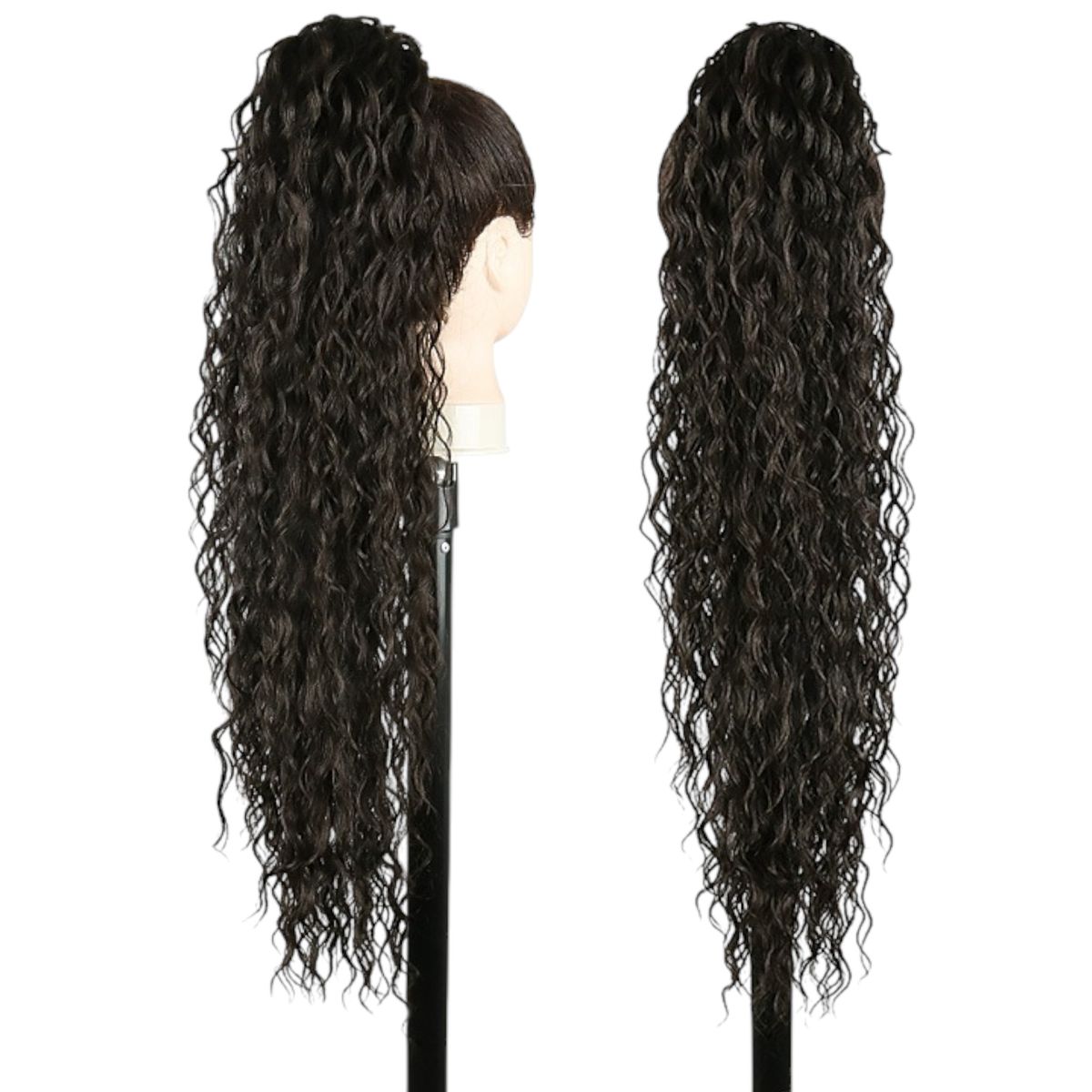 GENERICO - EXTENSIONES DE COLA DE FIBRA FUTURA RIZOS SOÑADOS DE 71CM DE LARGO Y 145GR CON 2 CLIP Y LIGA AJUSTABLE - CASTAÑO OSCURO