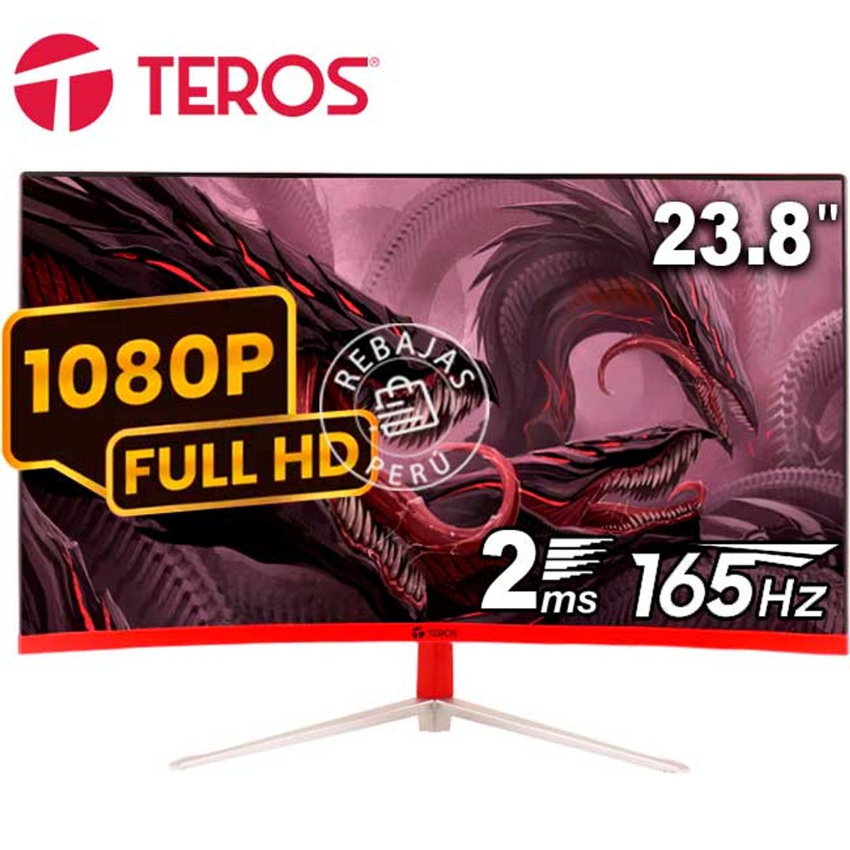 TEROS - Monitor Curvo Gaming TEROS TE-2471G 24 FHD VA 165Hz 2ms HDMI DP