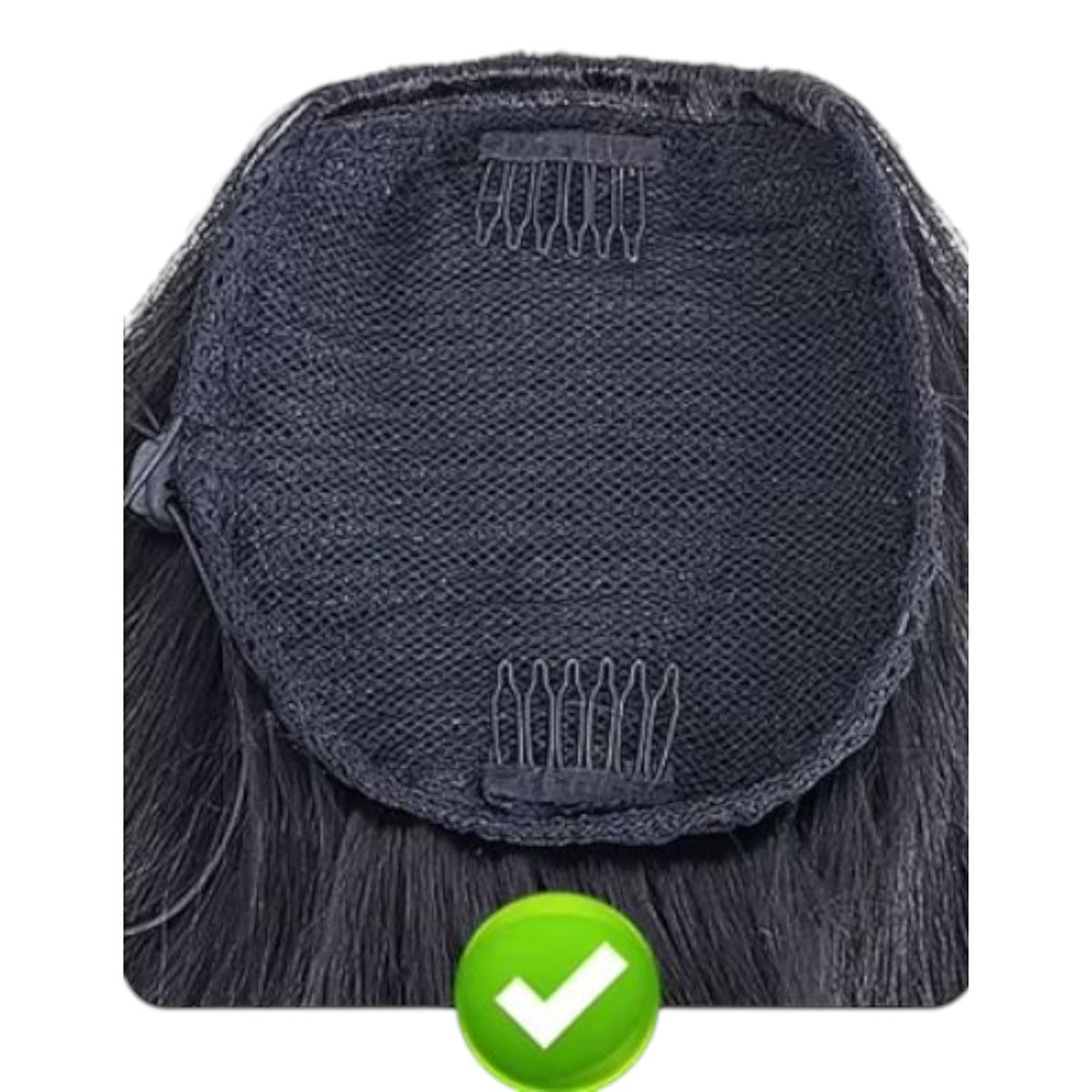 GENERICO - EXTENSIONES DE COLA DE FIBRA FUTURA LISOS BRAZILEROS DE 90CM DE LARGO Y 160GR CON 2 CLIP Y LIGA AJUSTABLE - NEGRO