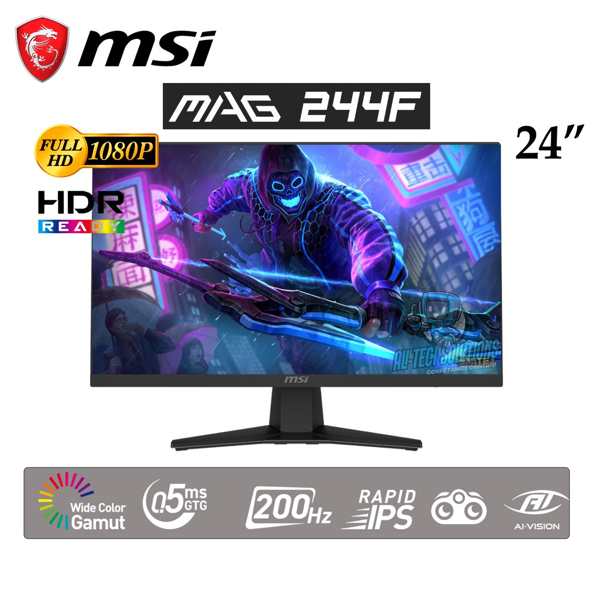 MSI - MONITOR GAMER MSI MAG 244F FHD RAPID IPS 23.8 " 200Hz 0.5Ms