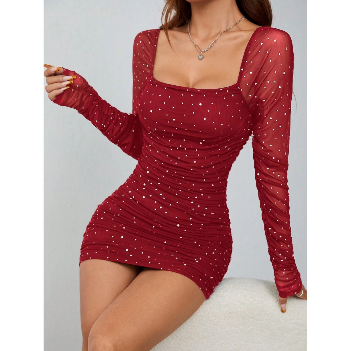 GENERICO - VESTIDO ROJO LOLITA DE FIESTA BRILLO URBANO