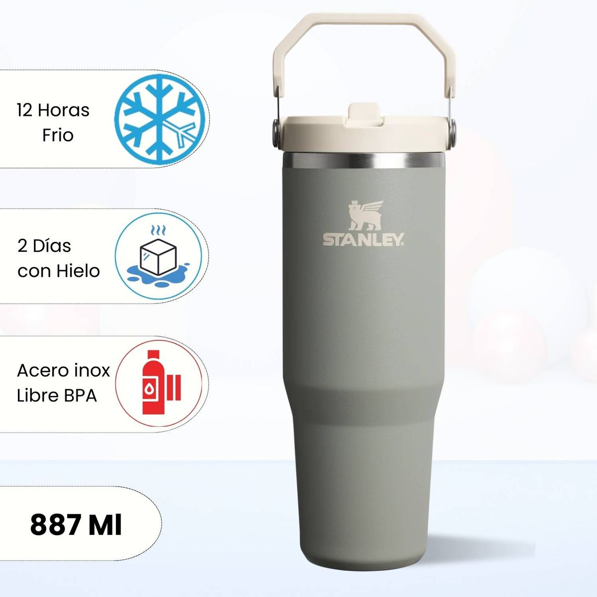 STANLEY - Flip Straw Tumbler Sage Grey Stanley 887 Ml