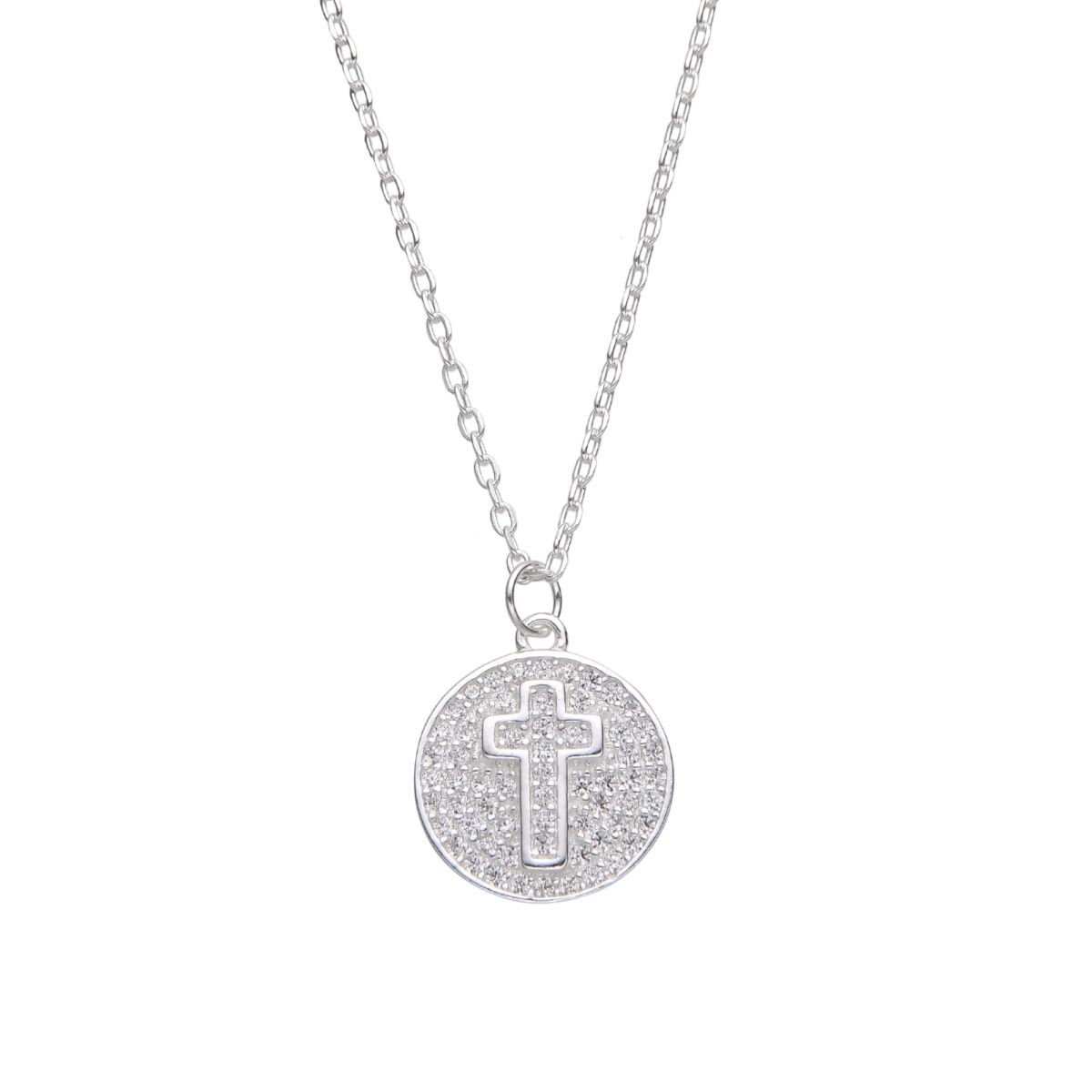 SANTORAL - Collar Dije Cruz con Brillos - Plata