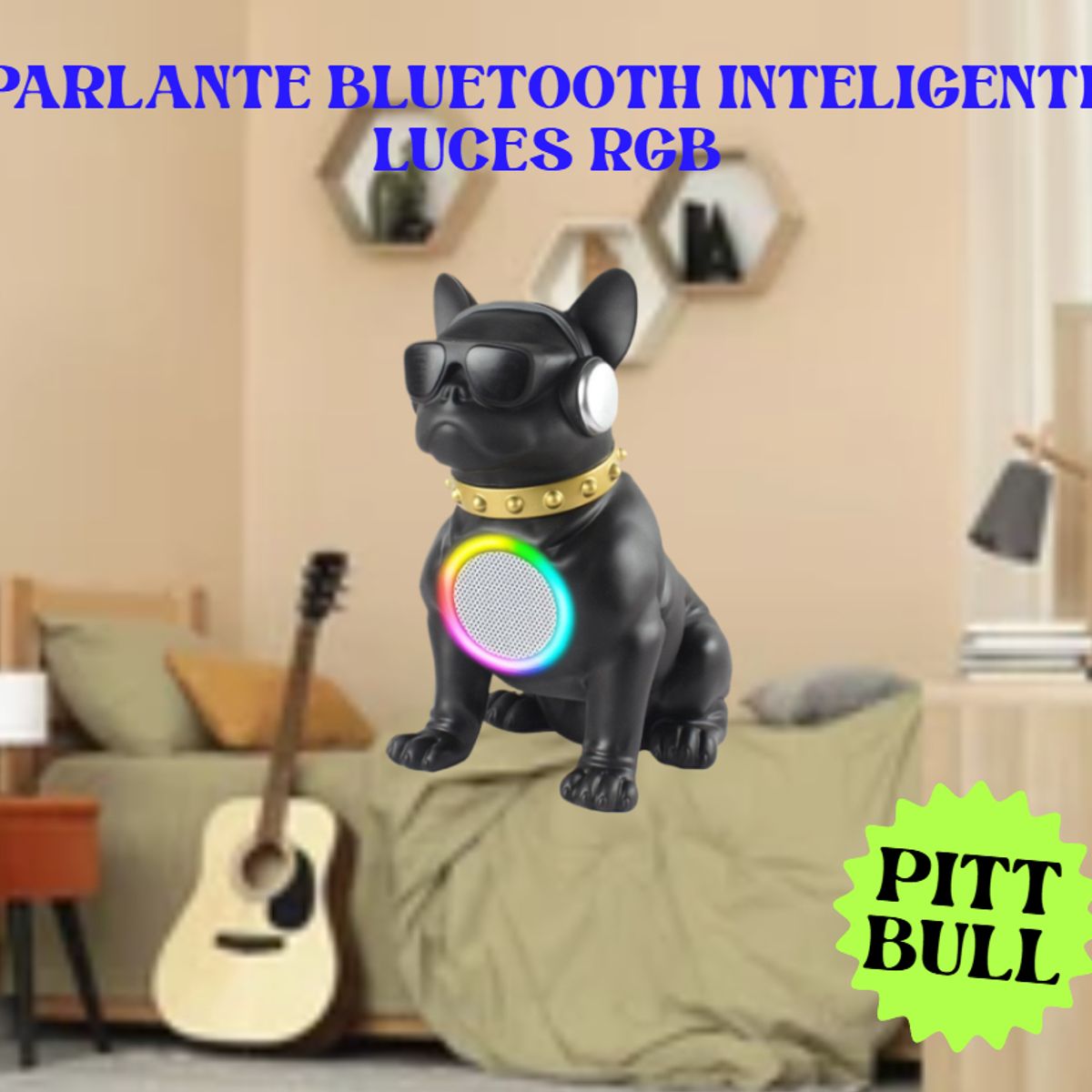 GENERICO - PARLANTE PORTÁTIL RECARGABLE BLUETOOTH LUCES NEGRO