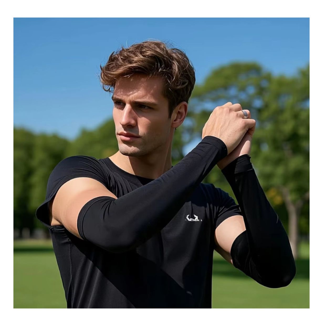 GENERICO - Pack 3 Pares Manga Deportiva Brazo Hombre UV Moto Ciclismo Voley AQUAX®