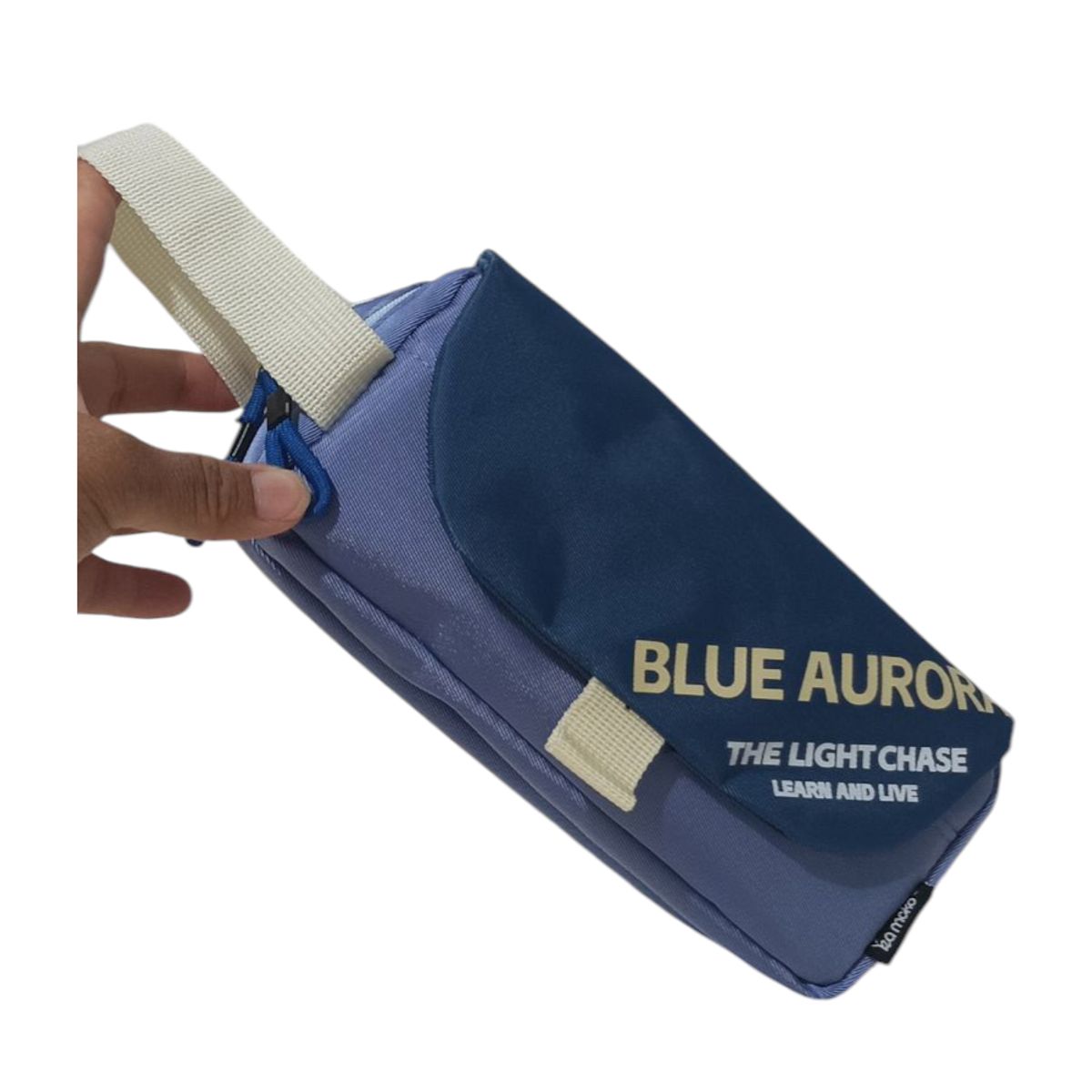 GENERICO - CARTUCHERA BLUE AURORA DE 2 DIVISIONES C/ TAPA Y ASA