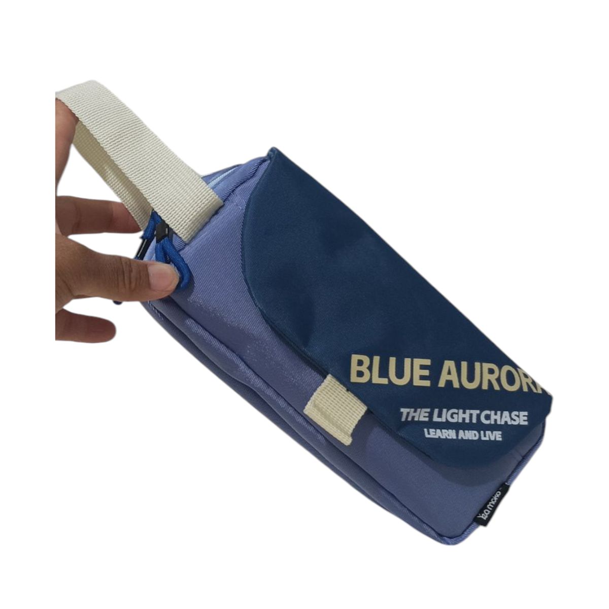 GENERICO - CARTUCHERA BLUE AURORA DE 2 DIVISIONES C/ TAPA Y ASA