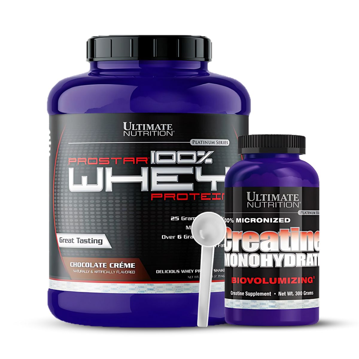 ULTIMATE NUTRITION - Prostar 100 % Whey 5 LB Chocolate Creme + Creatina Ultimate 300 g + Scoop