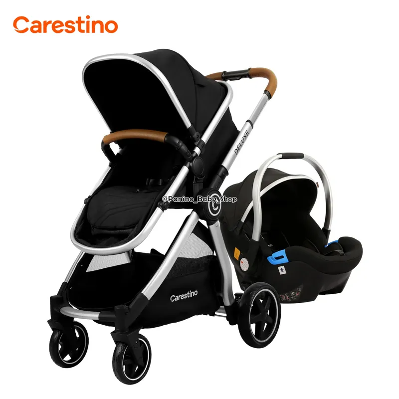 CARESTINO - Coche Cuna de Lujo Travel System  CARESTINO -DELUXE V2- New Black