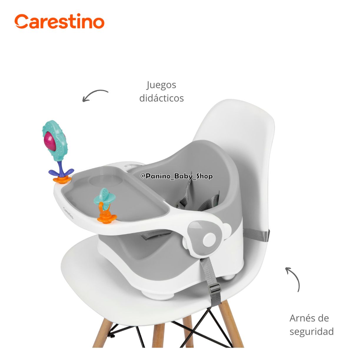 CARESTINO - Silla de Comer Portatil CARESTINO -BOOSTER- Gris