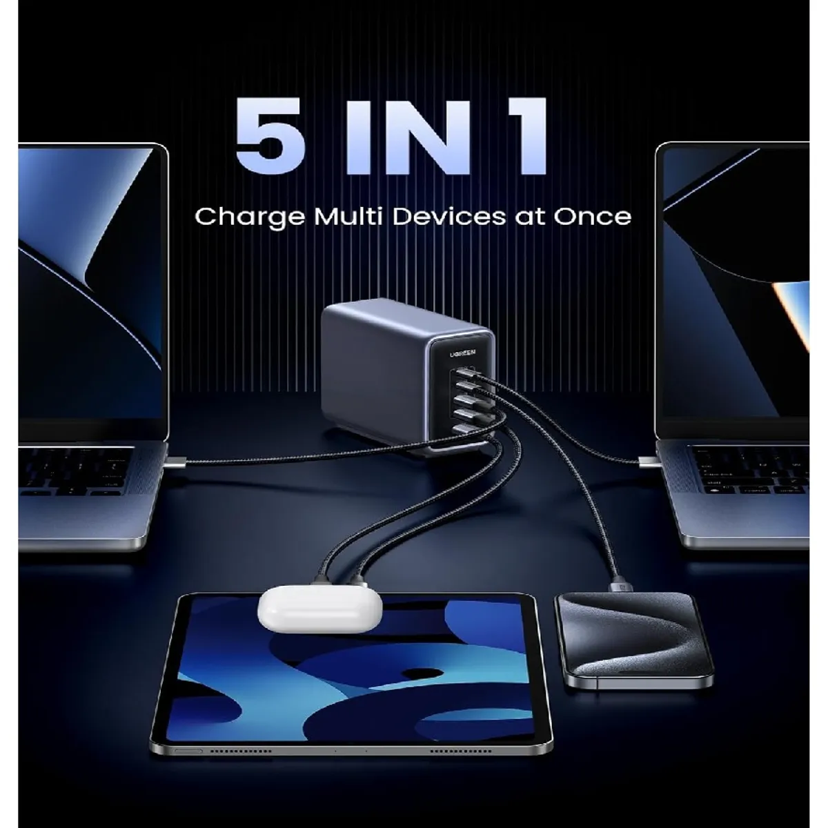 UGREEN - Estación de Carga UGREEN GaN 300W 5 Puertos - Gray
