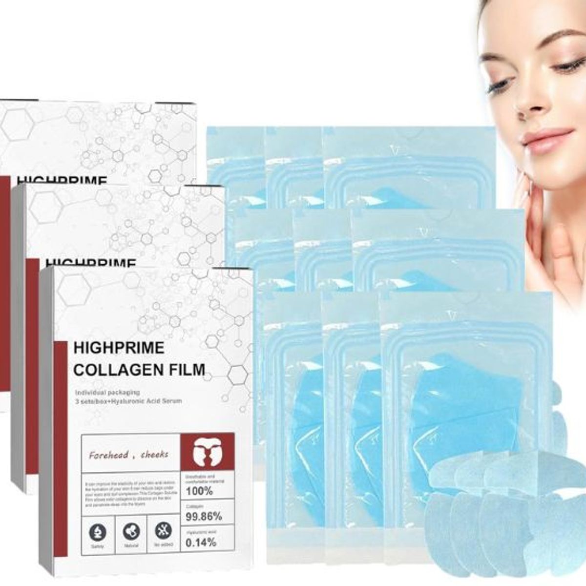 GENERICO - 3 PACK MASCARILLA FACIAL DE COLAGENO + AGUA DE ROSAS