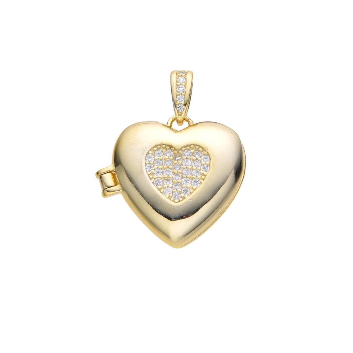 SANTORAL - Dije Relicario Corazón con Brillos - Plata