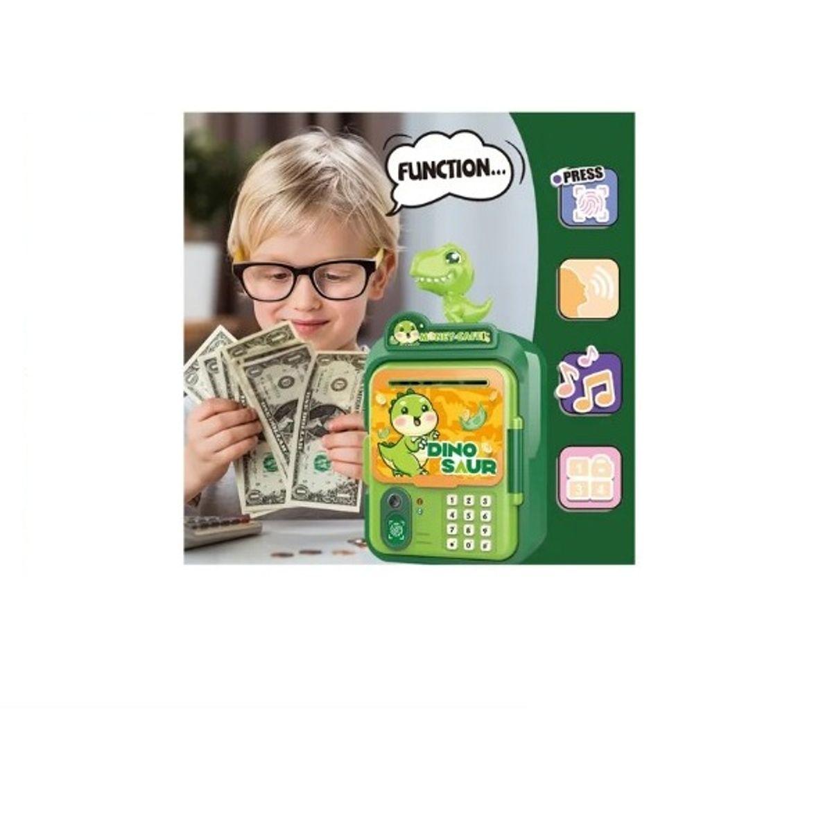 GENERICO - Alcancía caja  electrónica de monedas y billetes  Dinosaurio