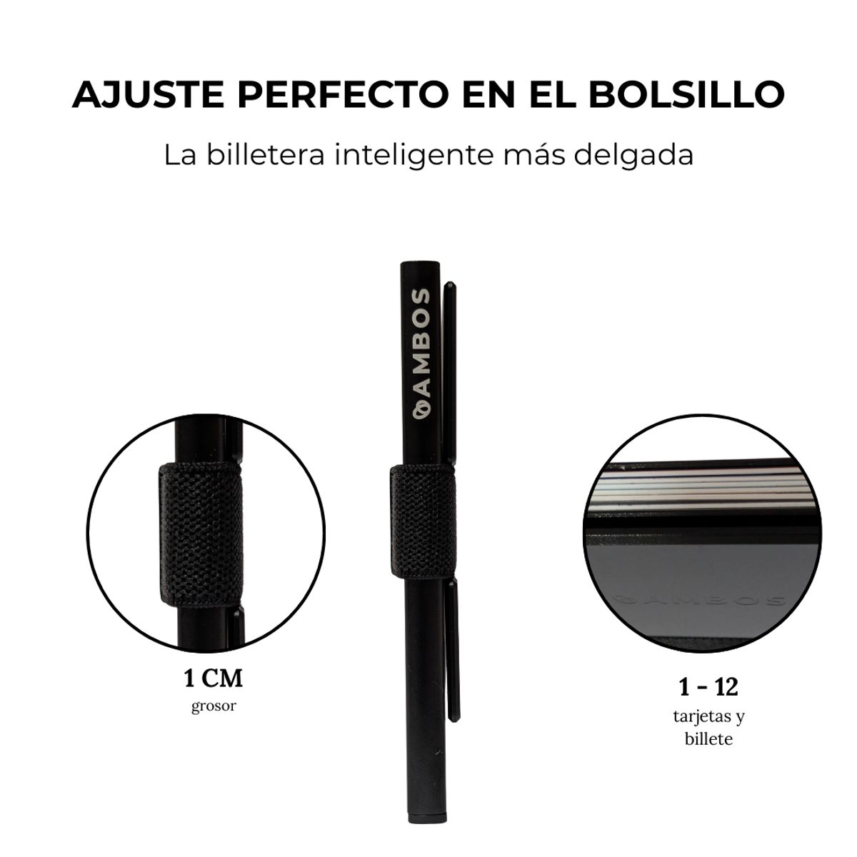 AMBOS - Tarjetero Automático de Aluminio AMBOS con Bloqueo RFID