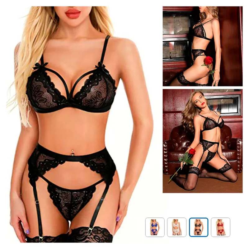 GENERICO - Set de Lencería para Mujer de Encaje con Sujetadores