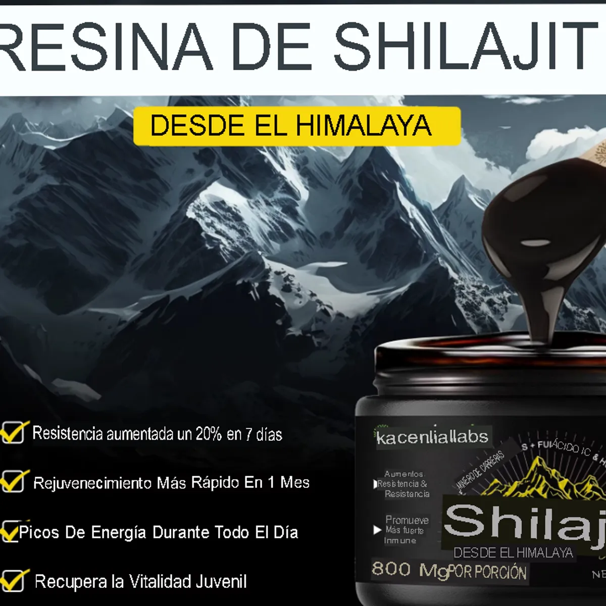 GENERICO - Shilajit Himalaya Puro Acentiallabs 60g  Energía y Vitalidad Natural