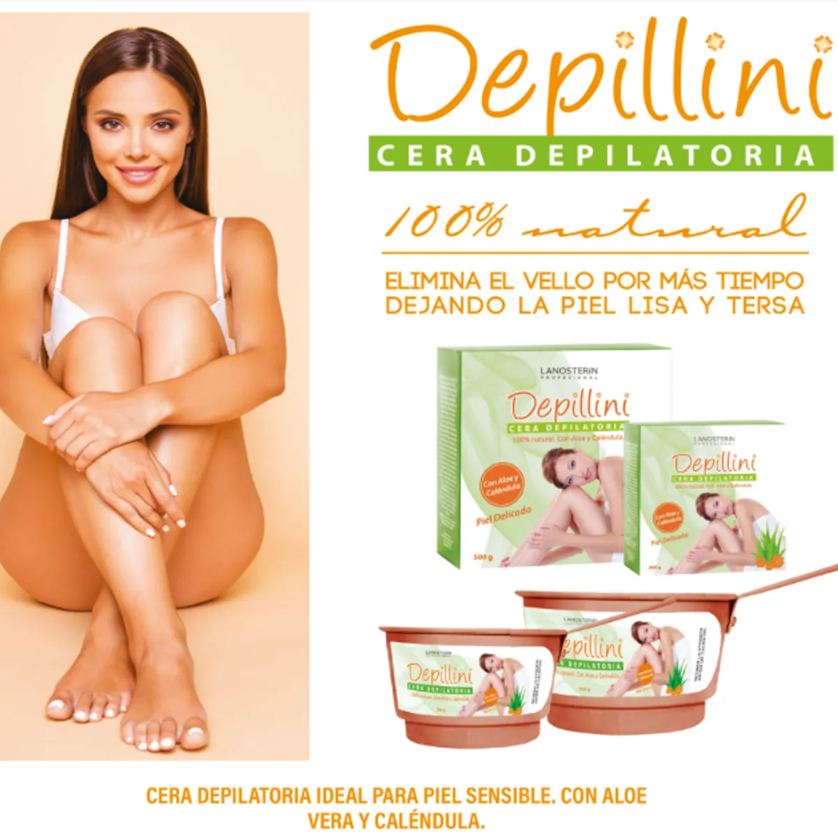 LANOSTERIN - Depillini Cera de Depilación con  Aloe 200gr