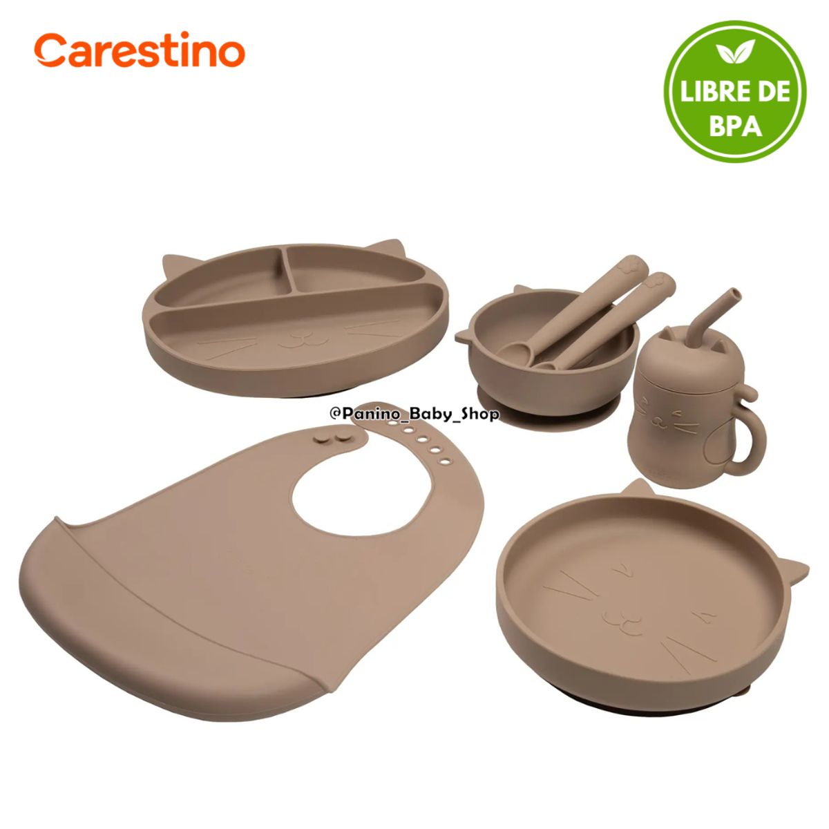 CARESTINO - Set Alimentación para Bebé CARESTINO -GATITO- Greige