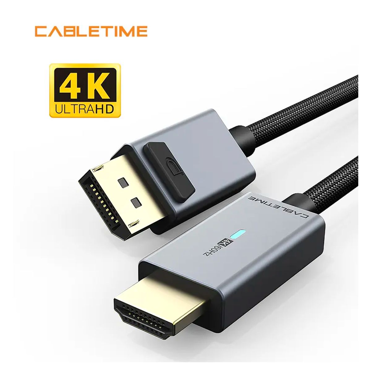 GENERICO - Cable DisplayPort a HDMI 4K 60Hz HDR aluminio Cabletime
