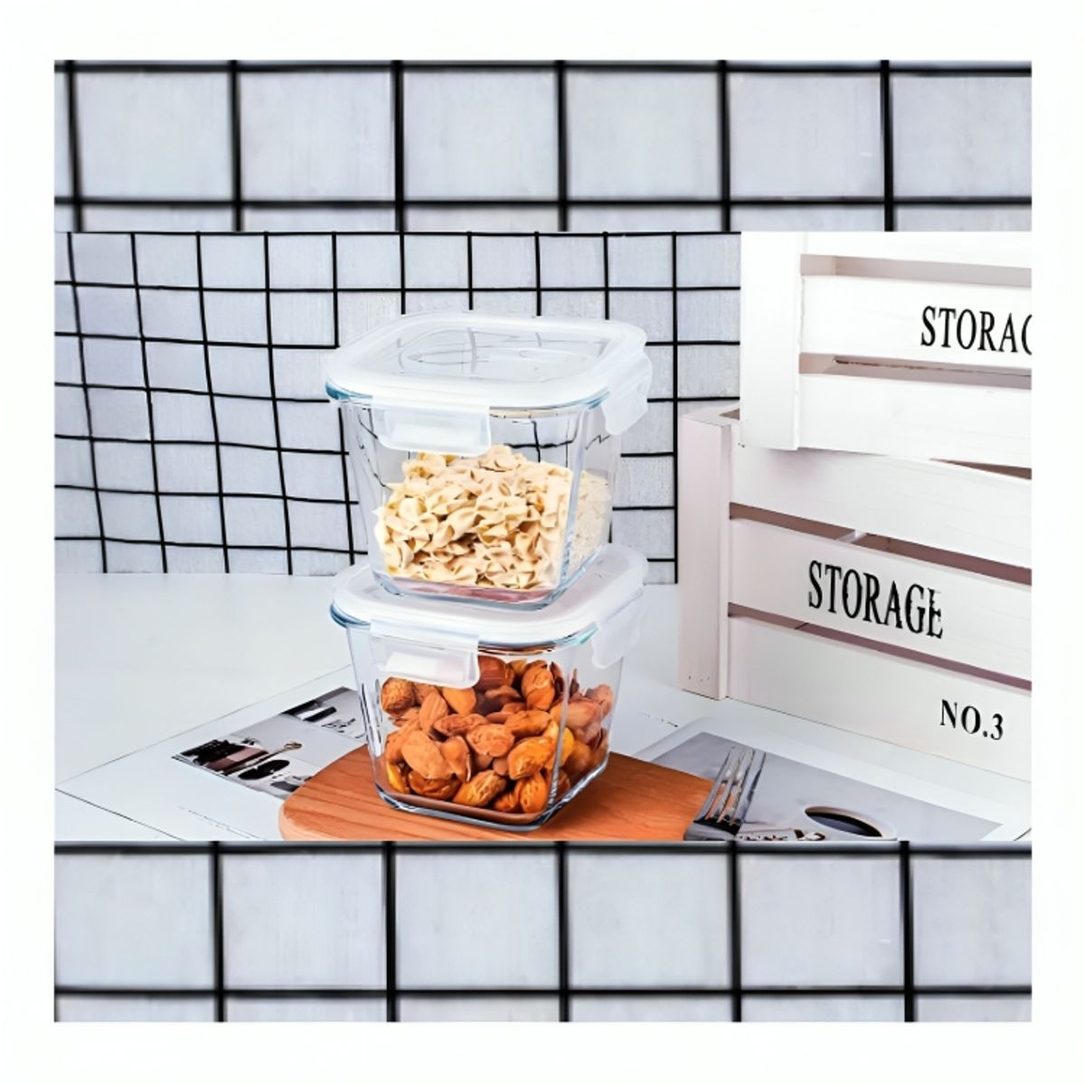 GENERICO - Táper Hermético de Vidrio Transparente 880 ml