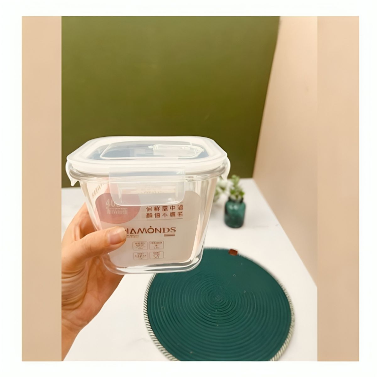 GENERICO - Táper Hermético de Vidrio Transparente 880 ml