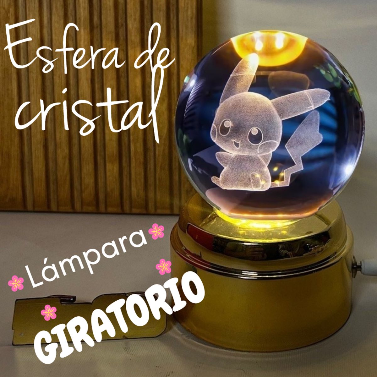 GENERICO - ESFERA CRISTAL GIRATORIO 3D GRANDE LÁMPARA LED ADORNO DECORATIVO