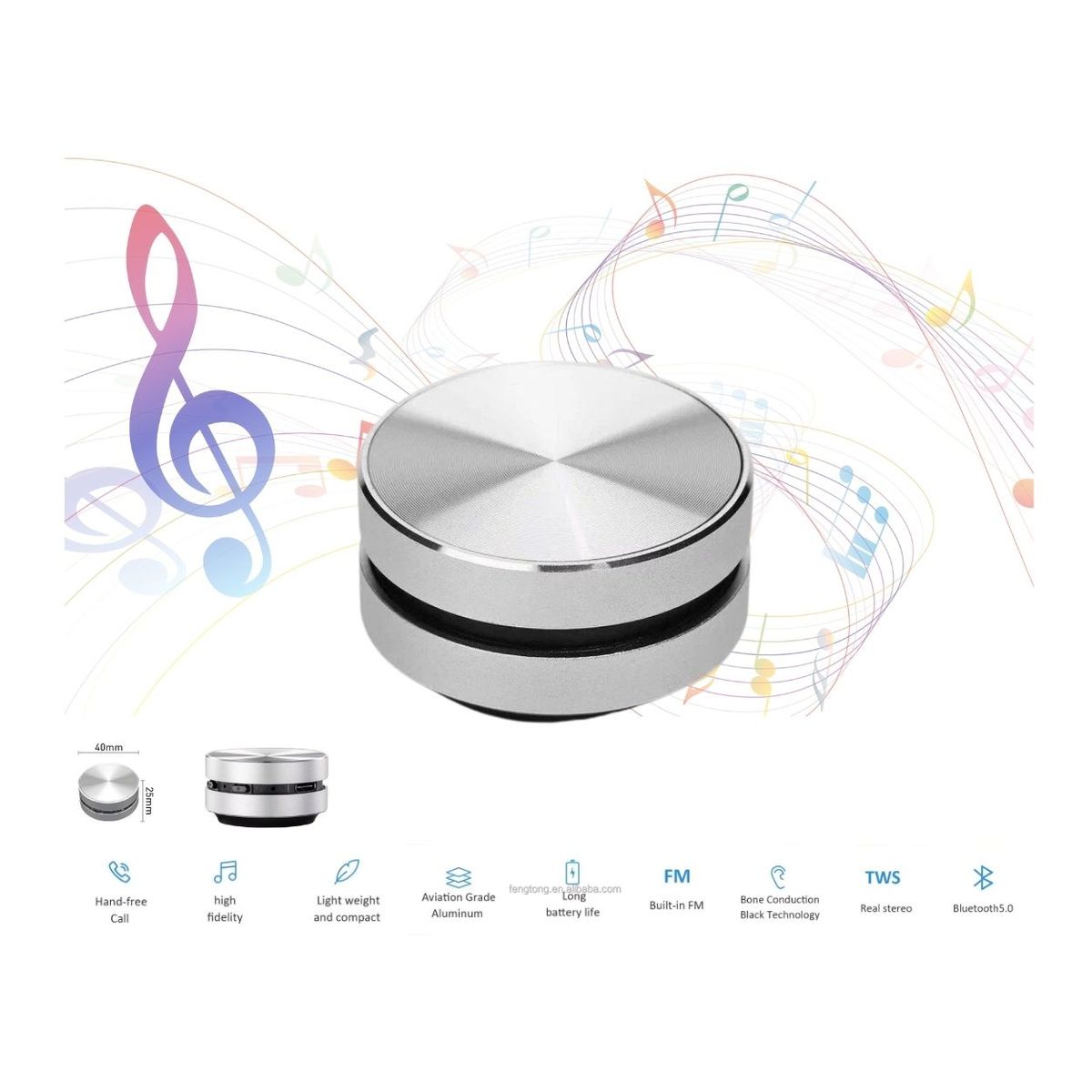 GENERICO - Mini Parlante Bone Conduction Portátil con Bluetooth