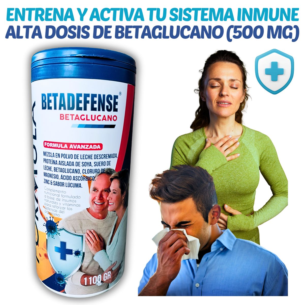 GENERICO - PROTEÍNA PARA SISTEMA INMUNE CON 500mg BETAGLUCANO DE 1KILO 100GR - SUPLEMENTO INMUNOLÓGICO CON ZINC