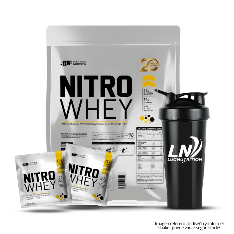 UNIVERSE NUTRITION - Nitro whey 3 Kg Cookie and cream + Shaker + 2 Sachet Nitro Whey