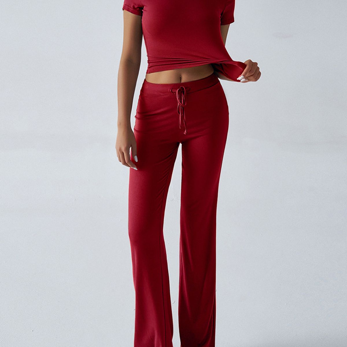TIOZONEY - Conjunto deportivo para mujer-Rojo