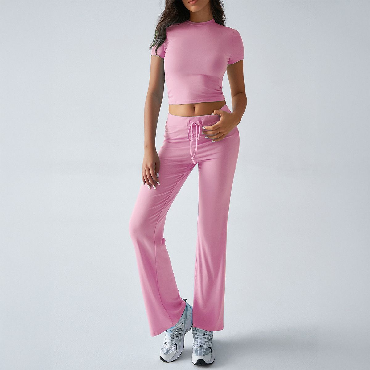 TIOZONEY - Conjunto deportivo para mujer-Rosado