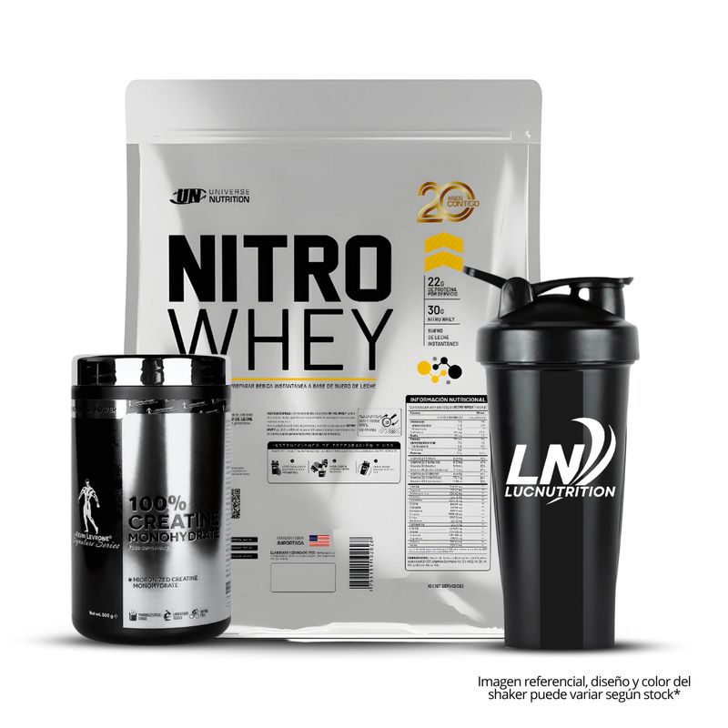 UNIVERSE NUTRITION - Nitro Whey 5 Kg Cookie and cream + Creatina Kevin levrone 500 G + shaker