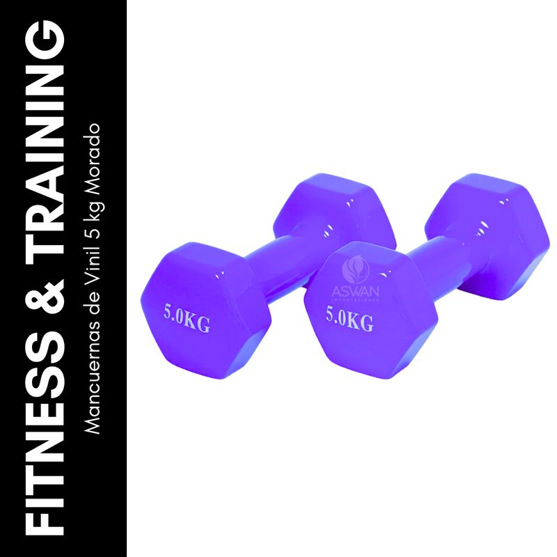 GENERICO - Mancuernas de Vinil 5 kg Morado