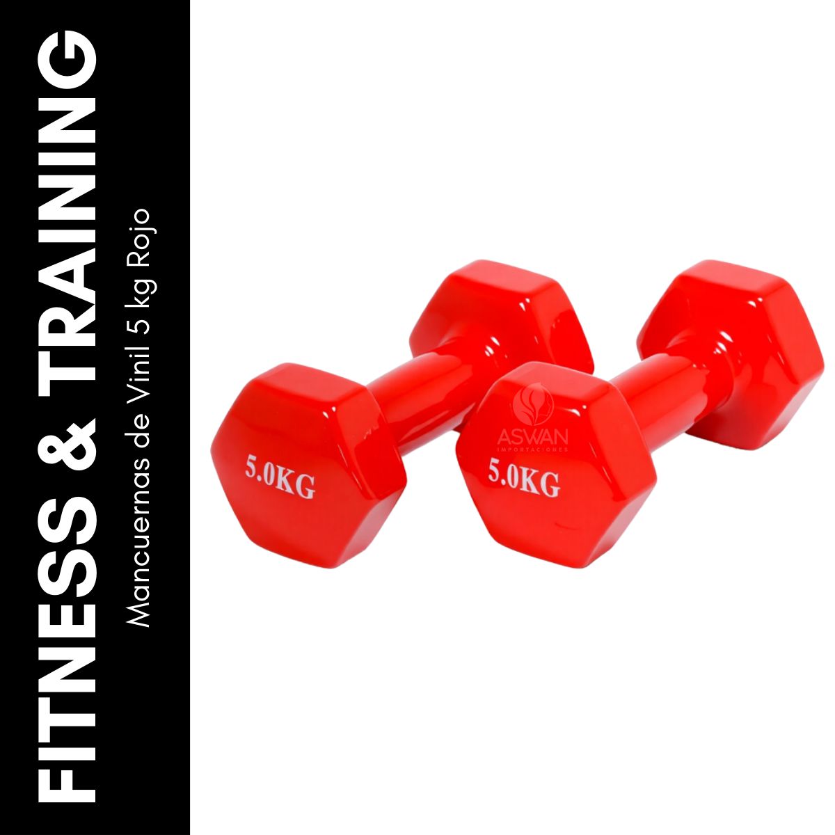 GENERICO - Mancuernas de Vinil 5 kg Rojo