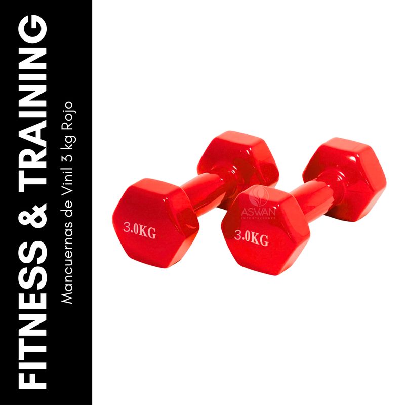 GENERICO - Mancuernas de Vinil 3 kg Rojo
