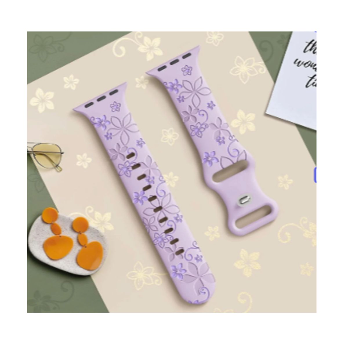 GENERICO - Correa Floral 2D para Apple Watch 49mm  - Lila