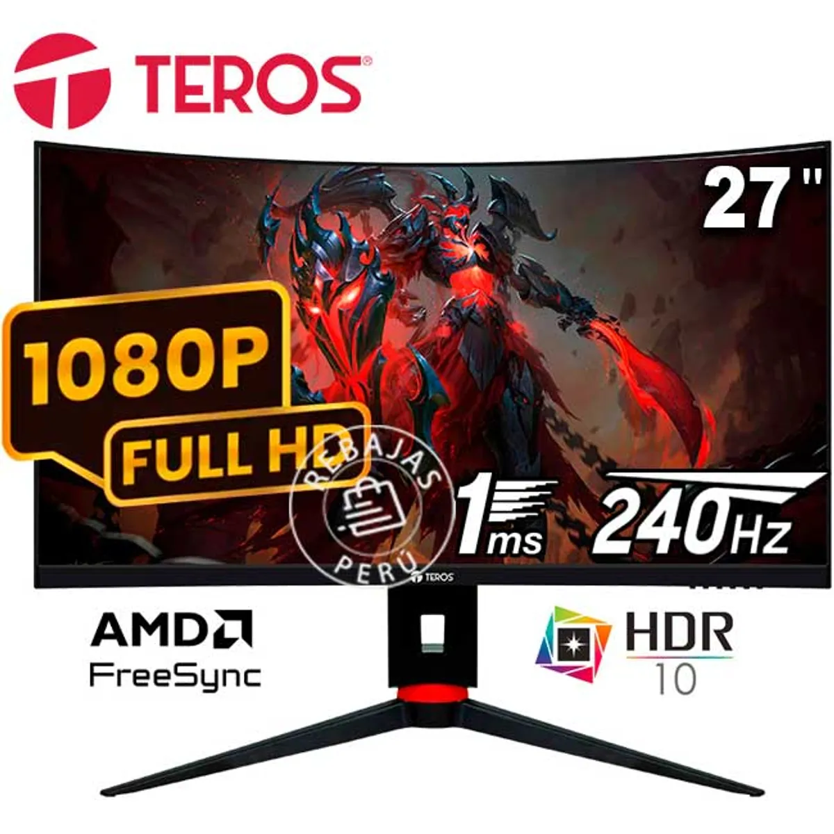 TEROS - Monitor Curvo TEROS TE-2764G 27" FHD VA 240 Hz 1 ms HDMI DP HDR10