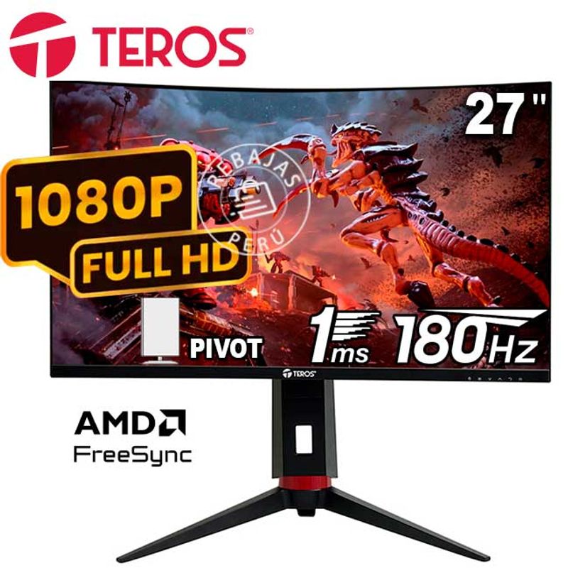 TEROS - Monitor Curvo TEROS TE-2766G 27″ FHD VA 180Hz 1ms HDMI DP Pivot 1500R