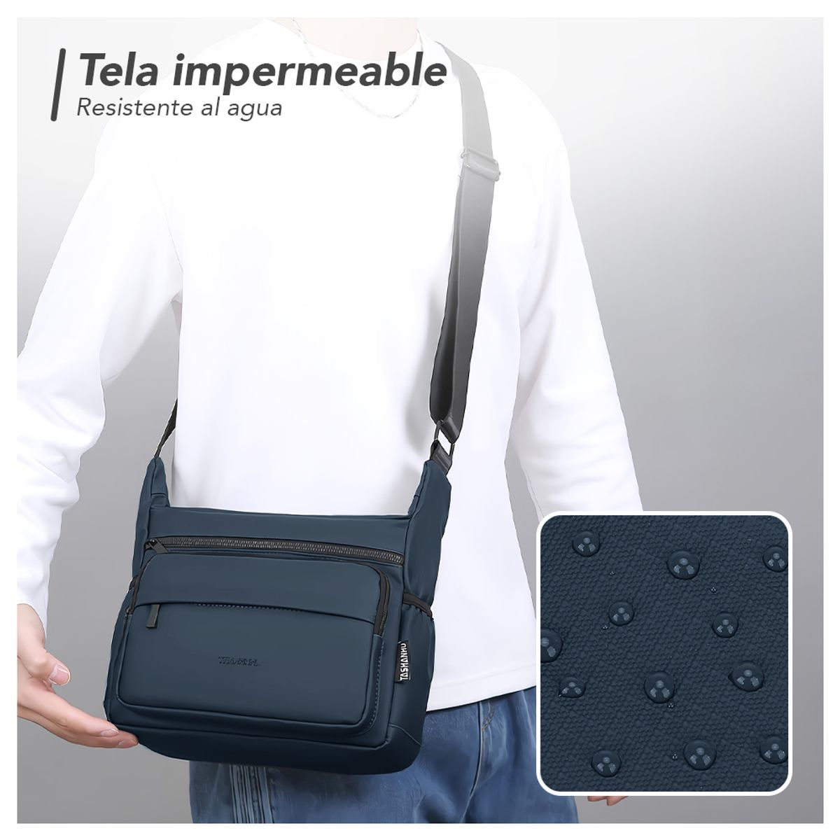 KELLER - Morral para Hombre con Correa Ajustable Y Múltiples Bolsillos AZ MP1